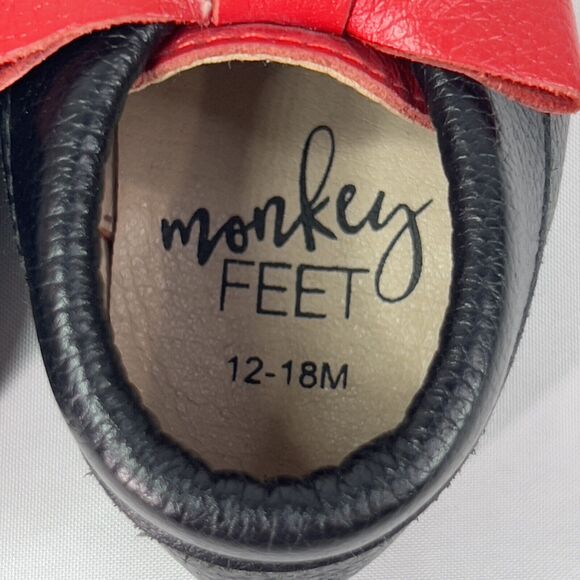 Disney MONKEY FEET MICKEY MOUSE Red Leather Shoes Size 12-18 Months. Unisex New - Picture 9 of 10